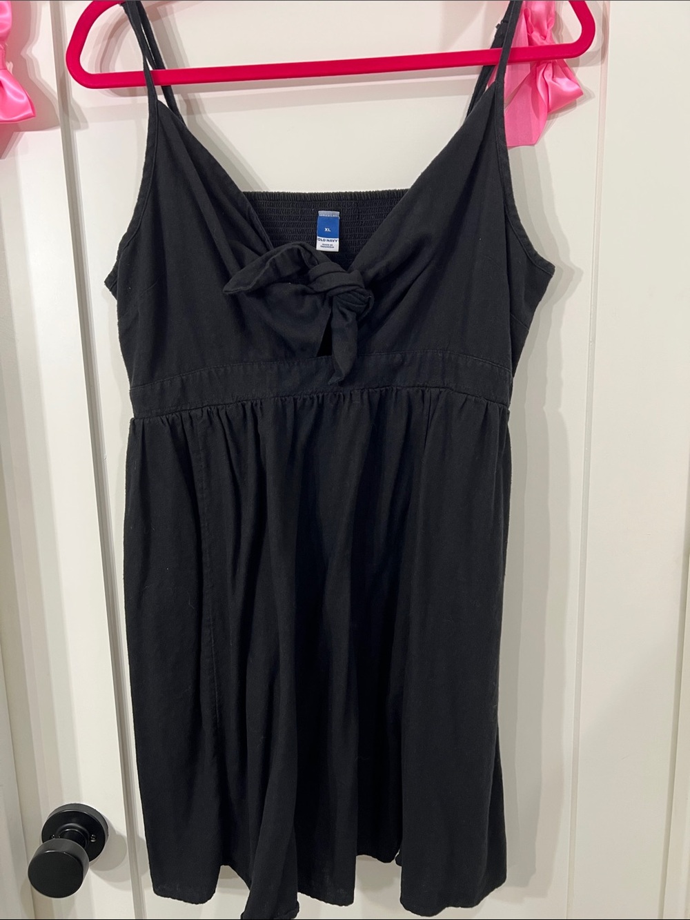 Old Navy Black Tie-Front Mini Sundress